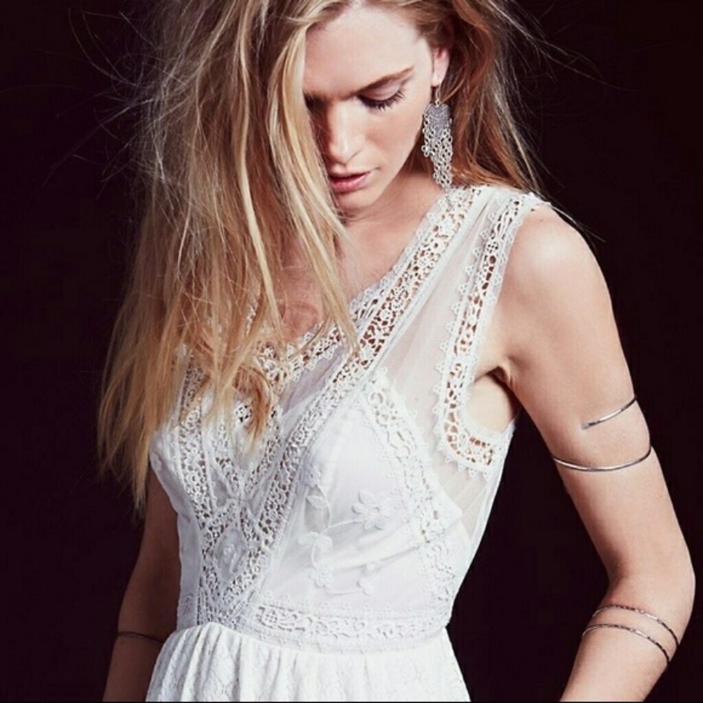 Free People White Lace Mini Dress